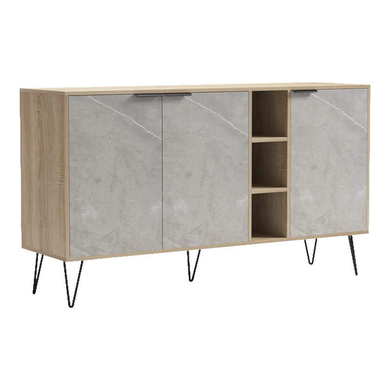 Μπουφές Balain pakoworld sonoma-γκρι μπεζ όψη μαρμάρου 142x35.5x83εκ 3