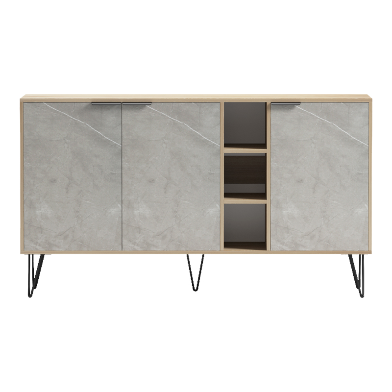 Μπουφές Balain pakoworld sonoma-γκρι μπεζ όψη μαρμάρου 142x35.5x83εκ 4