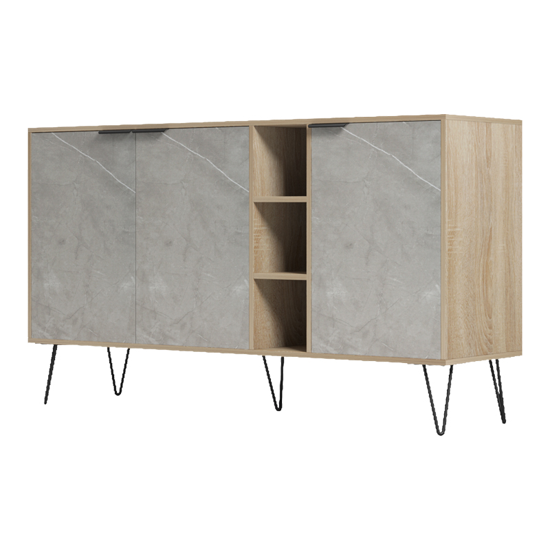 Μπουφές Balain pakoworld sonoma-γκρι μπεζ όψη μαρμάρου 142x35.5x83εκ 5
