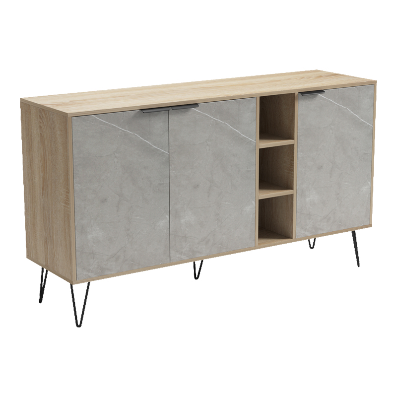 Μπουφές Balain pakoworld sonoma-γκρι μπεζ όψη μαρμάρου 142x35.5x83εκ 6