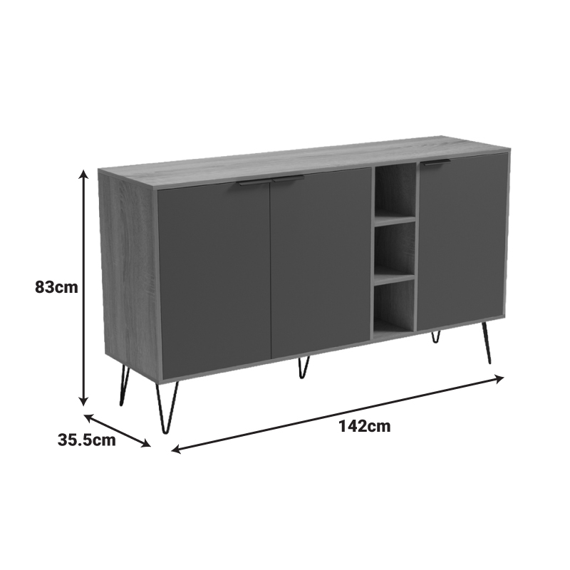 Μπουφές Balain pakoworld sonoma-γκρι μπεζ όψη μαρμάρου 142x35.5x83εκ 8