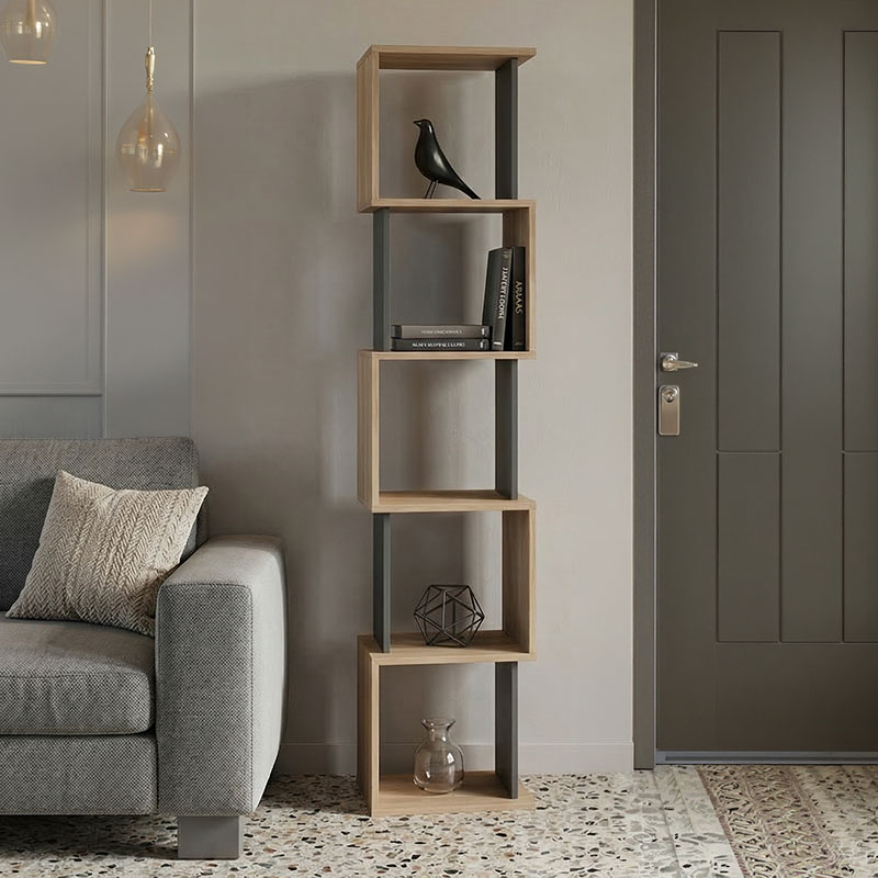 Βιβλιοθήκη Cubik pakoworld sonoma- ανθρακί 35x30x161εκ 1