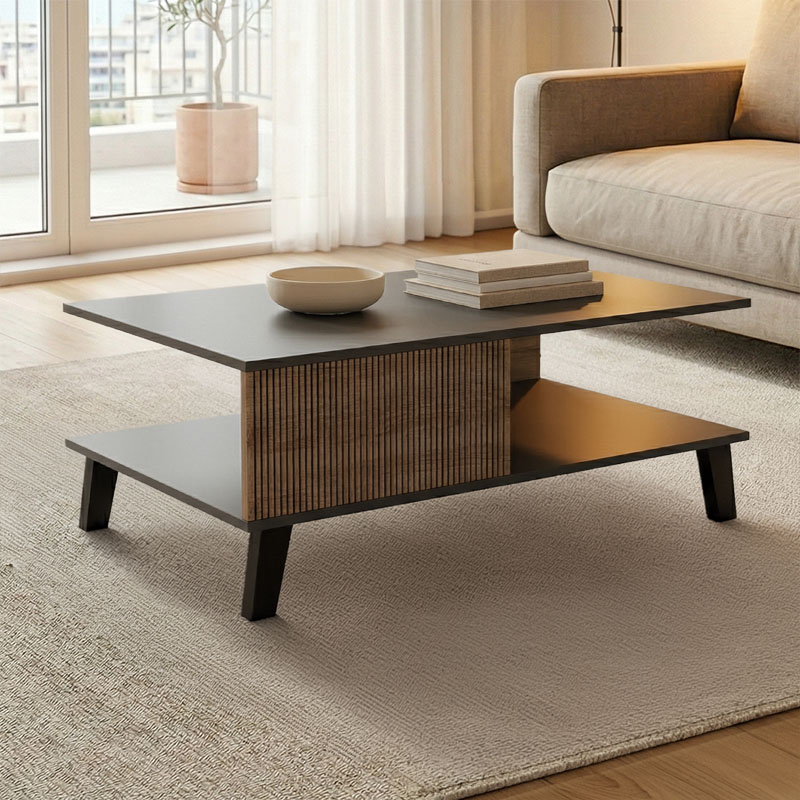 Τραπεζάκι σαλονιού Tuscany pakoworld sonoma-ανθρακί 83x54x34εκ 1