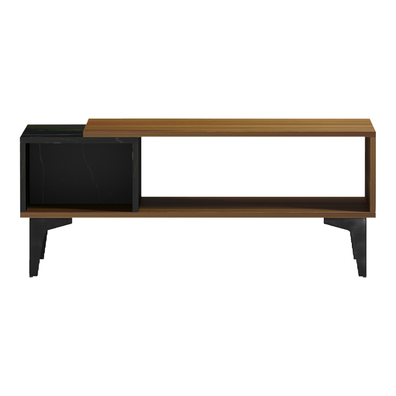 Τραπεζι σαλονιού Riba pakoworld καρυδί-μαύρη όψη μαρμάρου 90x50x37εκ 3