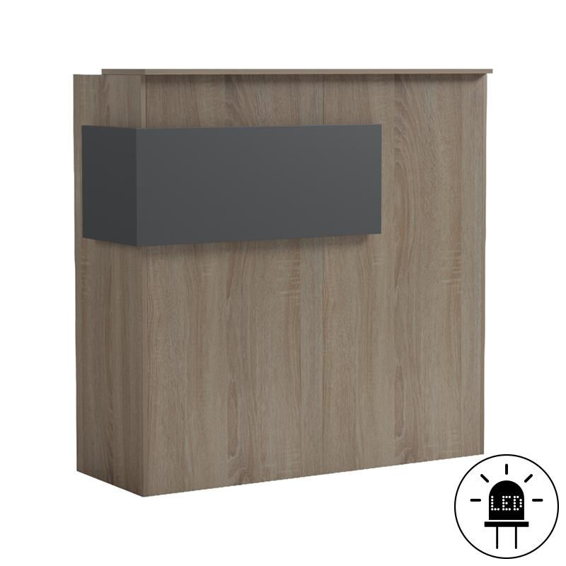 Γραφείο reception Optima pakoworld με led sonoma-ανθρακί 110x40x110εκ 2