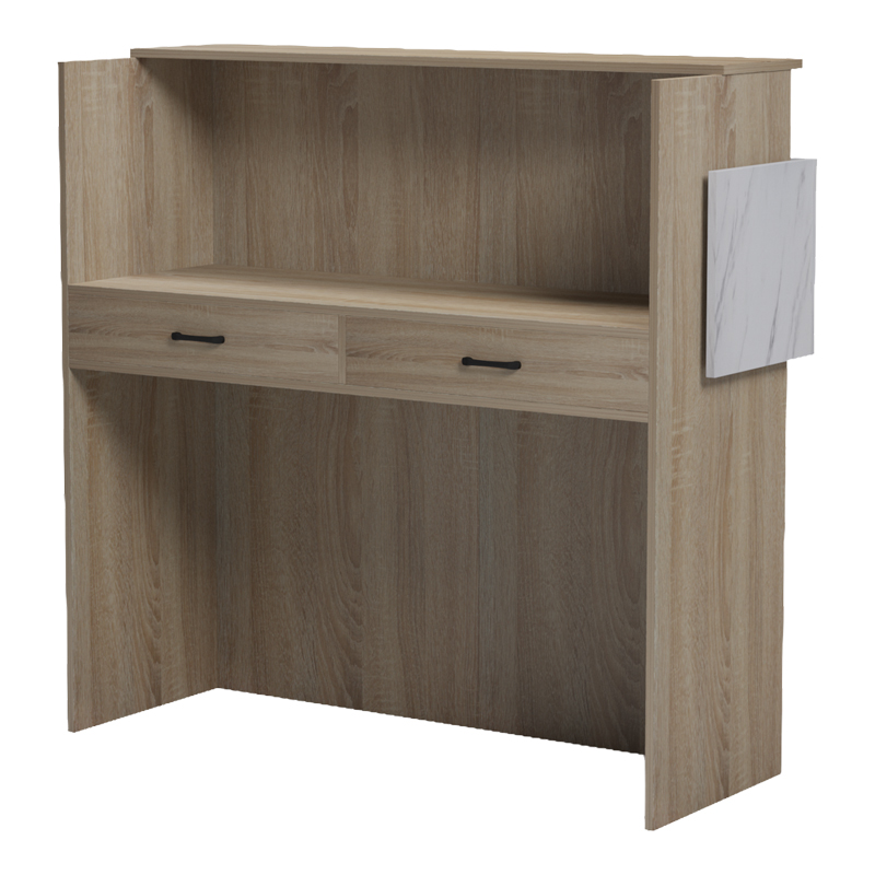 Γραφείο reception Optima pakoworld με led sonoma-λευκή όψη μαρμάρου 110x40x110εκ 4