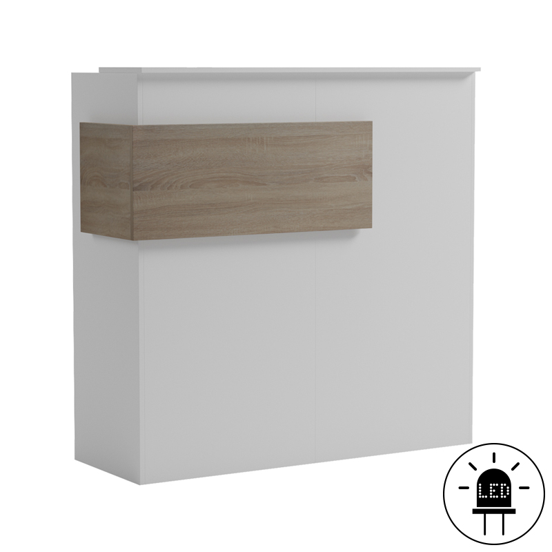 Γραφείο reception Optima pakoworld με led λευκό-sonoma 110x40x110εκ 2