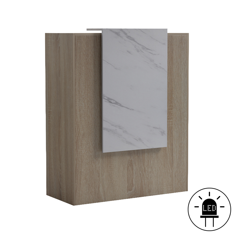 Γραφείο reception Zowel pakoworld με led sonoma-λευκή όψη μαρμάρου 90x40x110εκ 2
