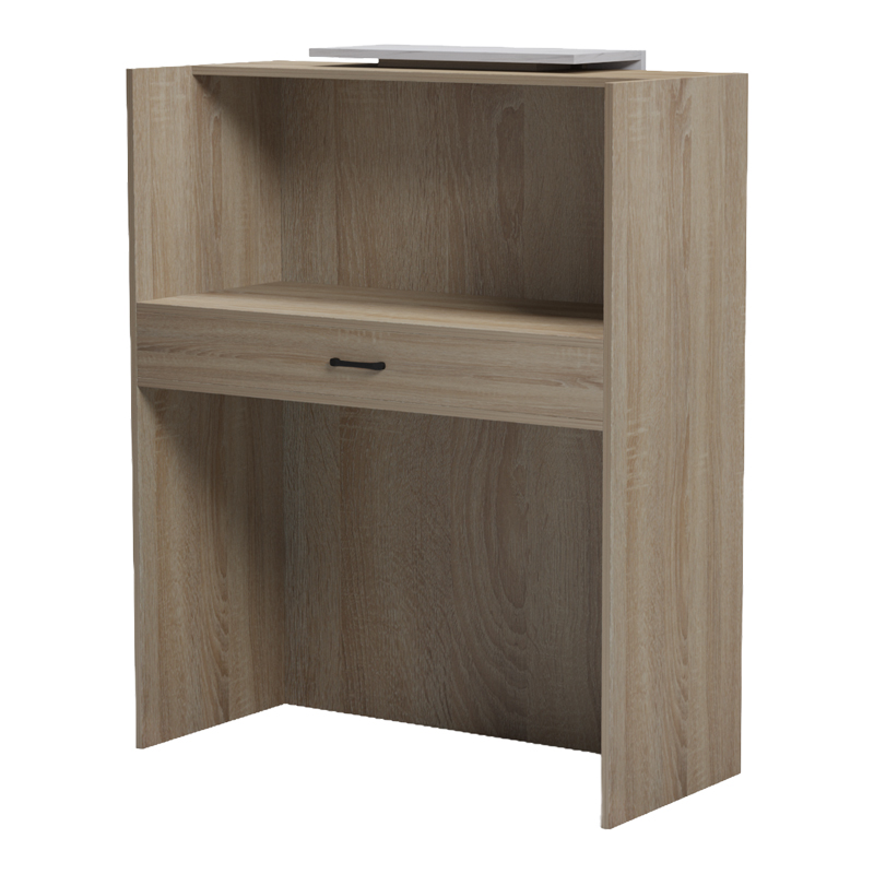 Γραφείο reception Zowel pakoworld με led sonoma-λευκή όψη μαρμάρου 90x40x110εκ 4
