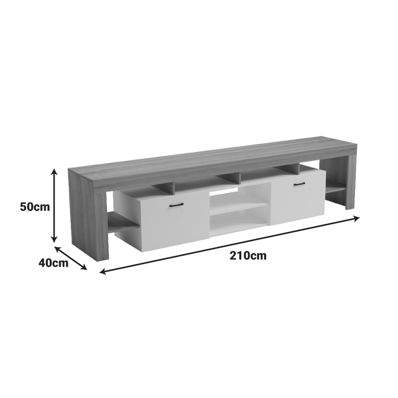 Έπιπλο τηλεόρασης Liner pakoworld sonoma-λευκό 210x40x50εκ 8