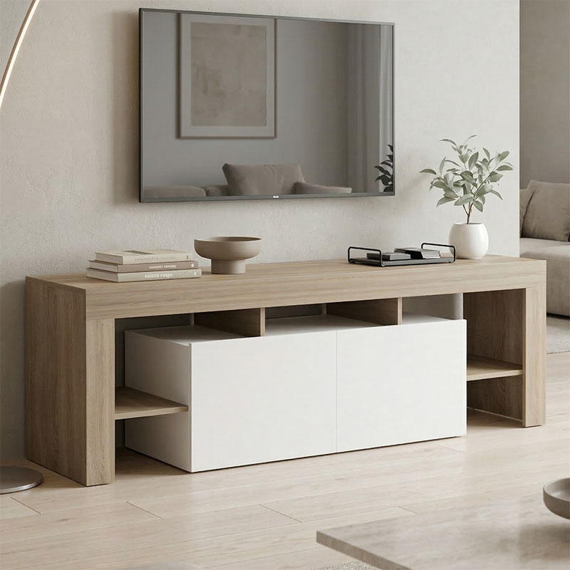 Έπιπλο τηλεόρασης Liner pakoworld sonoma-λευκό 150x40x50εκ 1