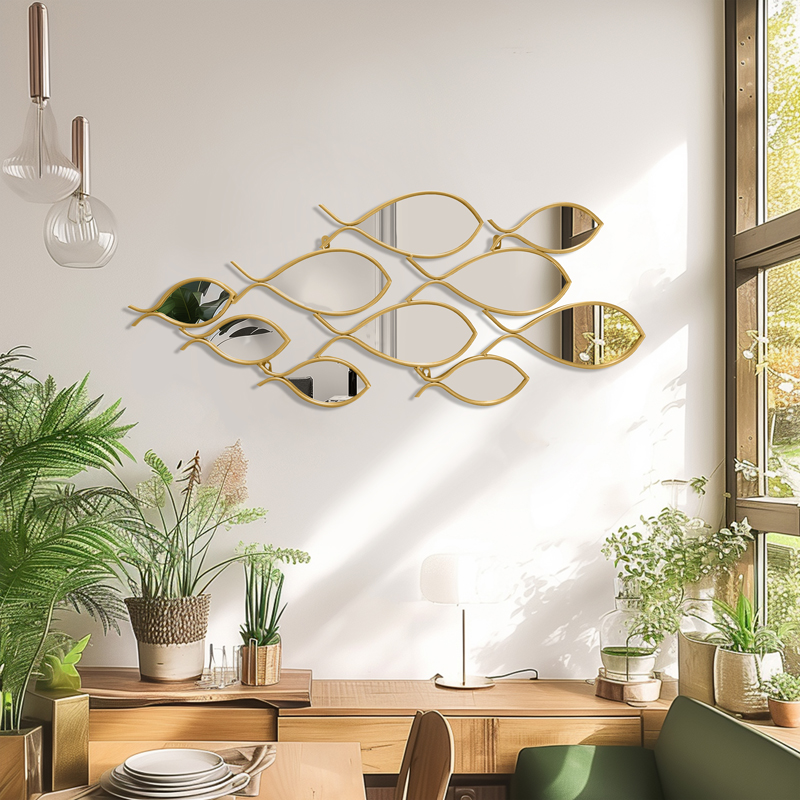 Καθρέπτης Filow pakoworld χρυσό 103x2x38εκ 2