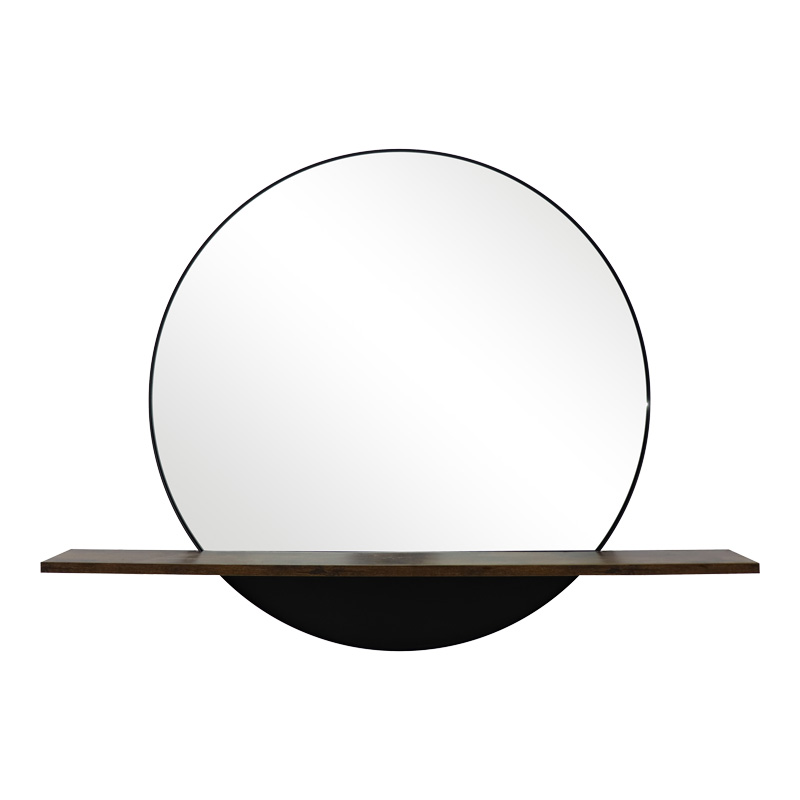 Καθρέπτης με ράφι Salmin pakoworld μέταλλο σε μαύρη απόχρωση 80x10x60εκ 1