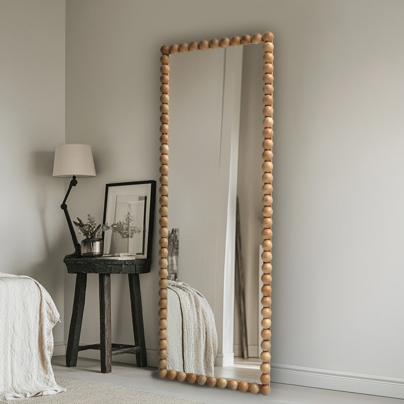 Καθρέπτης Ledalo pakoworld ξύλο σε φυσική απόχρωση 45x4.5x130εκ 2