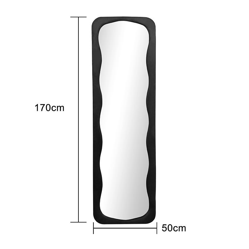 Καθρέπτης δαπέδου Lezour pakoworld βελούδο σε μαύρη απόχρωση 50x5x170εκ 5