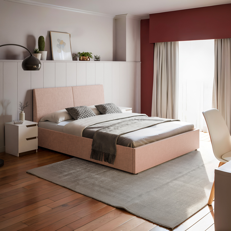 Κρεβάτι Violaine pakoworld ύφασμα μπεζ με αποθηκευτικό χώρο 160x200εκ 2