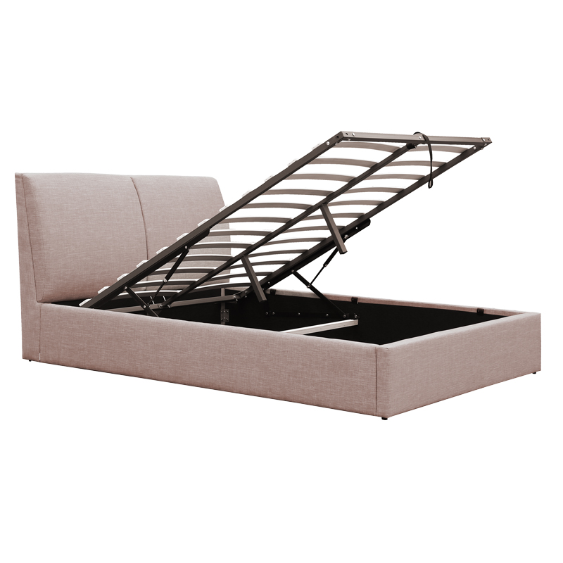 Κρεβάτι Violaine pakoworld ύφασμα μπεζ με αποθηκευτικό χώρο 160x200εκ 4