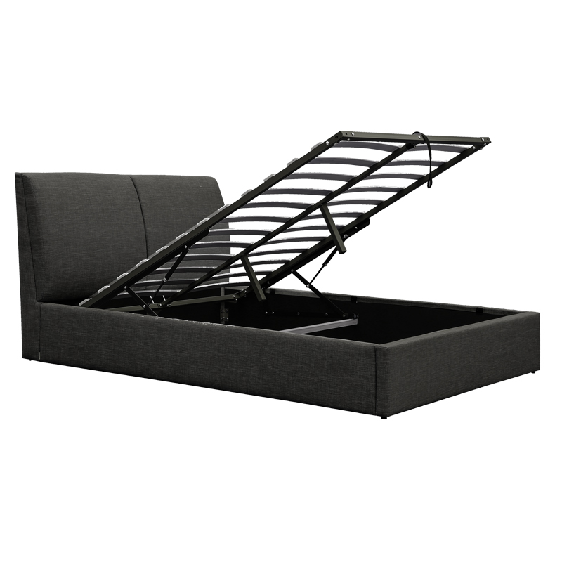 Κρεβάτι διπλό Violaine pakoworld ύφασμα ανθρακί με αποθηκευτικό χώρο 160x200εκ 3