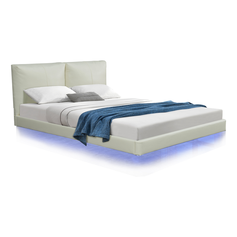 Κρεβάτι διπλό Jessie pakoworld floating style με led-PU εκρού 160x200εκ 1