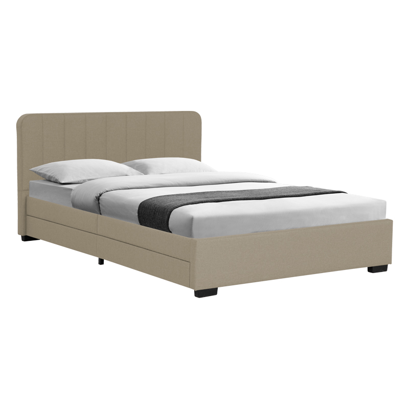 Κρεβάτι Veloty pakoworld ύφασμα μπεζ με συρτάρια 150x200εκ 1