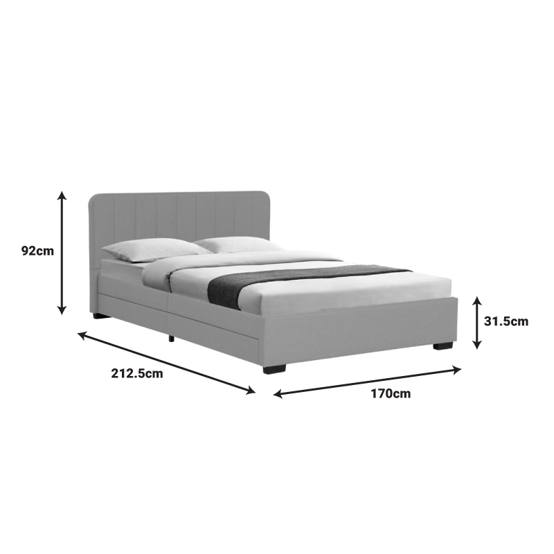 Κρεβάτι Veloty pakoworld ύφασμα μπεζ με συρτάρια 150x200εκ 5