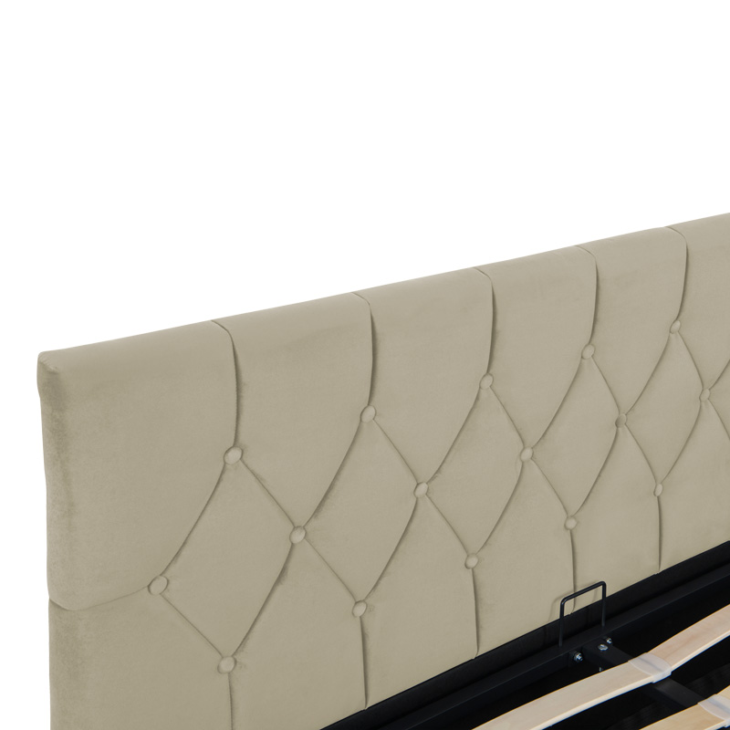 Κρεβάτι διπλό Kamaho pakoworld βελούδο κρεμ με αποθηκευτικό χώρο 160x200εκ 5