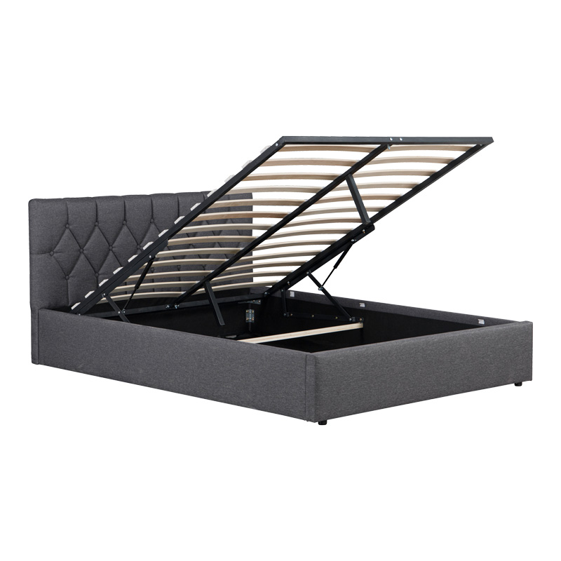 Κρεβάτι διπλό Kamaho pakoworld ύφασμα ανθρακί με αποθηκευτικό χώρο 160x200εκ 3