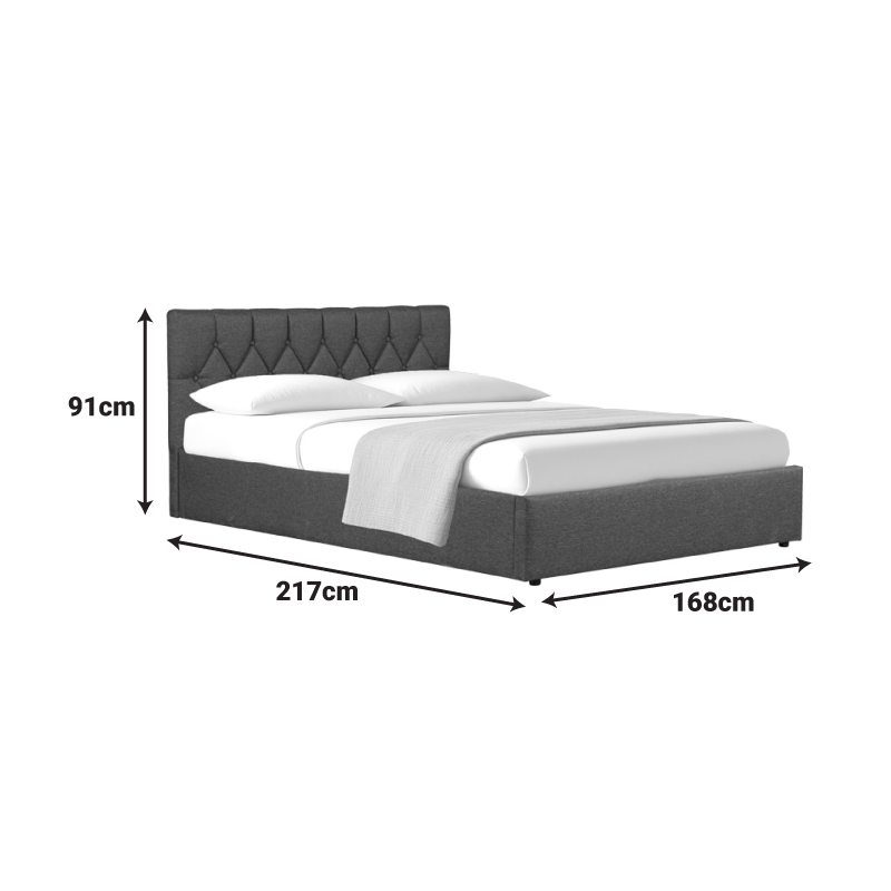 Κρεβάτι διπλό Kamaho pakoworld ύφασμα ανθρακί με αποθηκευτικό χώρο 160x200εκ 7