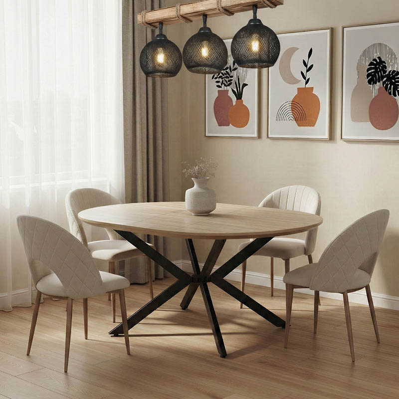 Tραπέζι Lydia pakoworld MDF επεκτεινόμενο καρυδί-μαύρο 120-160x120x79εκ 2