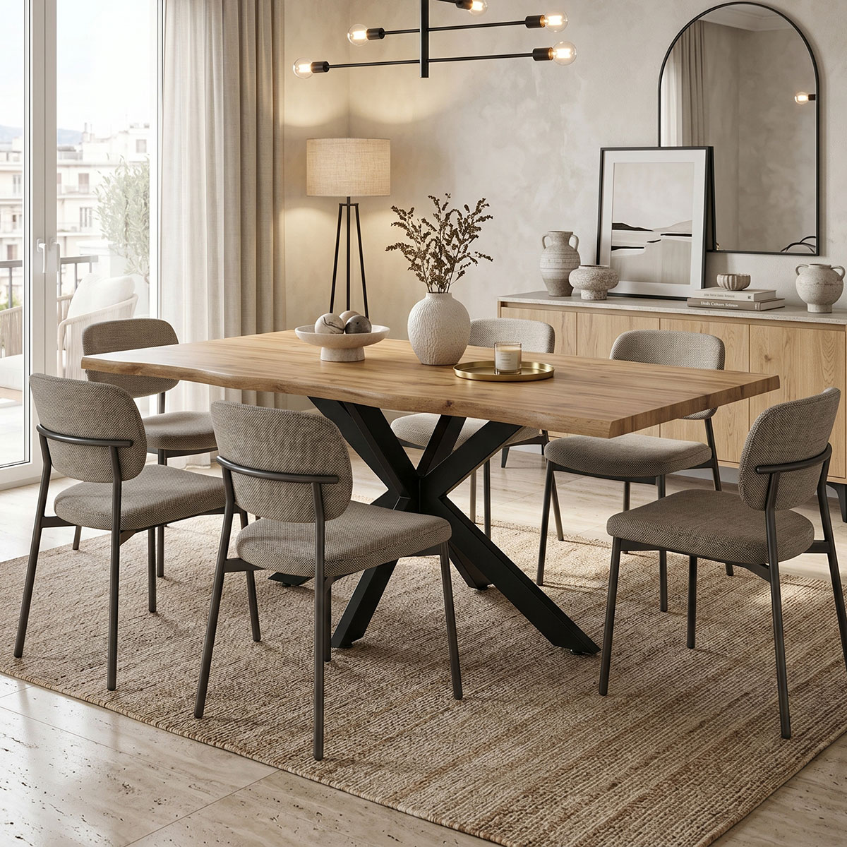 Tραπέζι Gilman pakoworld MDF sonoma-μαύρο 180x90x75εκ 1