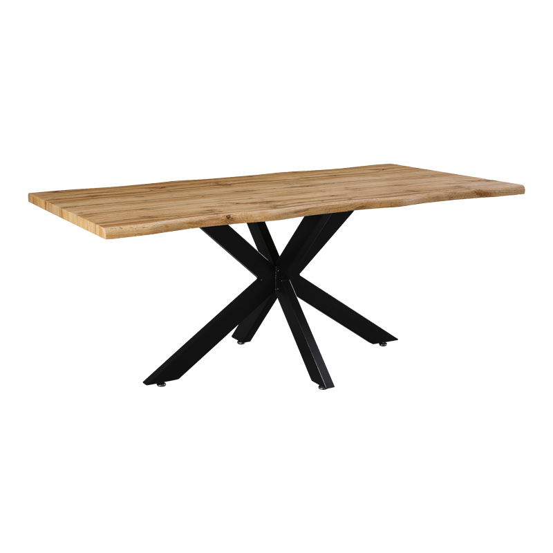Tραπέζι Gilman pakoworld MDF sonoma-μαύρο 180x90x75εκ 2