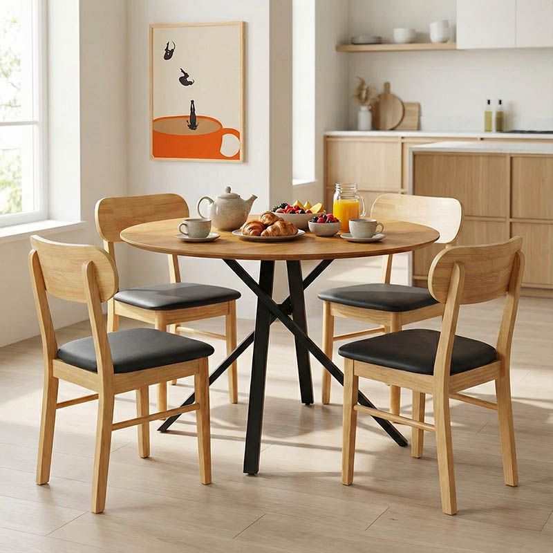Tραπέζι Cerco pakoworld sonoma mdf και μαύρο μεταλλικό πόδι Φ120x75εκ 2