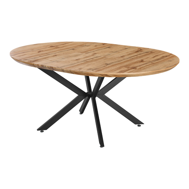 Τραπέζι επεκτεινόμενο Edina pakoworld mdf σε sonoma απόχρωση με μαύρα μεταλλικά πόδια 130-170x130x75εκ 2