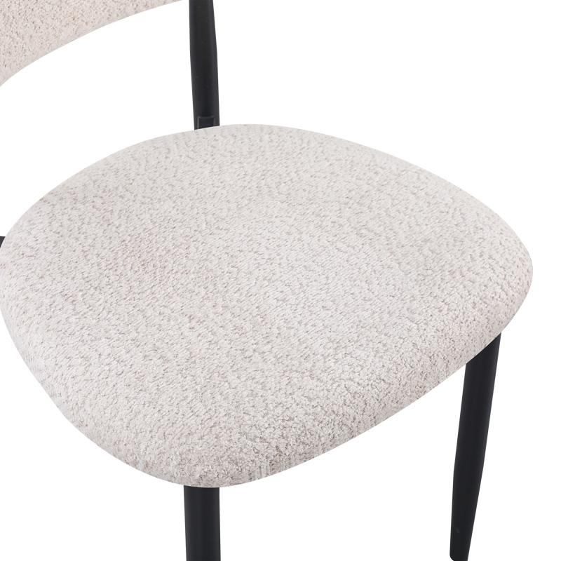 Καρέκλα Folegio pakoworld μπουκλέ σε κρεμ απόχρωση με μαύρα πόδια 50x57x79.5εκ 6