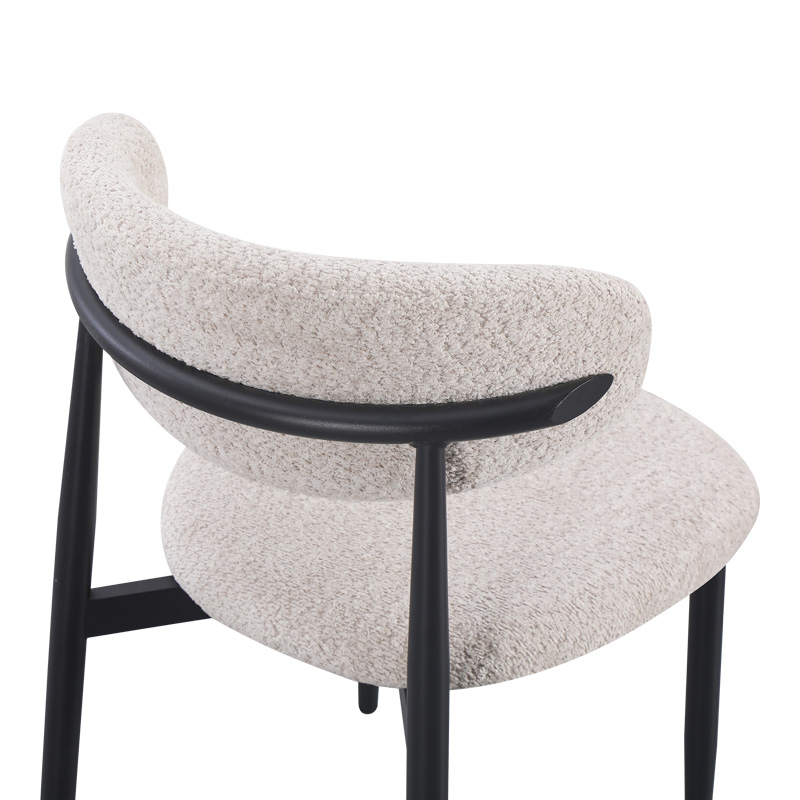 Καρέκλα Folegio pakoworld μπουκλέ σε κρεμ απόχρωση με μαύρα πόδια 50x57x79.5εκ 7