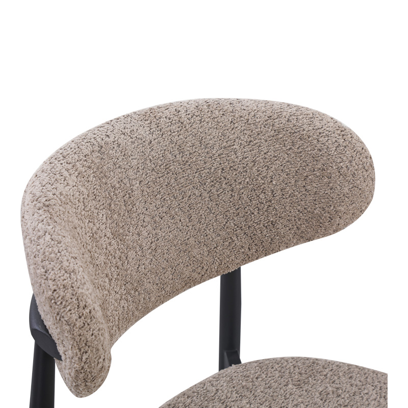 Καρέκλα Folegio pakoworld μπουκλέ σε γκρι απόχρωση με μαύρα πόδια 50x57x79.5εκ 5