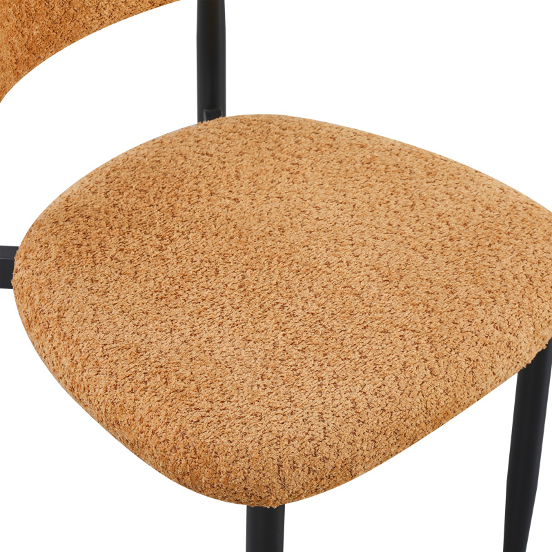 Καρέκλα Folegio pakoworld μπουκλέ σε camel απόχρωση με μαύρα πόδια 50x57x79.5εκ 7