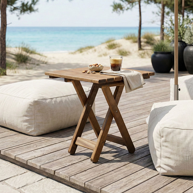 Τραπέζι Retto pakoworld μασίφ ξύλο οξιάς καρυδί εμποτισμού 45x45x48εκ 2