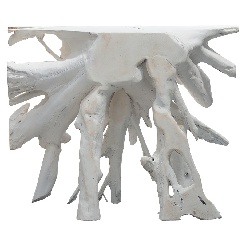 Κονσόλα Lyle pakoworld χειροποίητη μασίφ ξύλο λευκό 100x38x80εκ 3