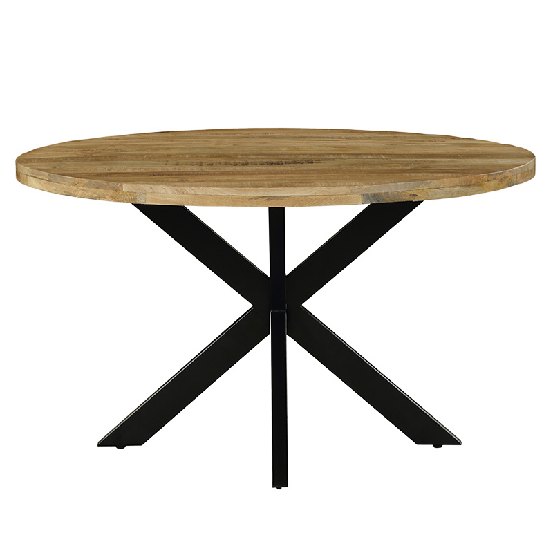 Τραπέζι Royalty pakoworld μασίφ ξύλο mango 4εκ καρυδί-πόδι μαύρο Φ130x77εκ 1