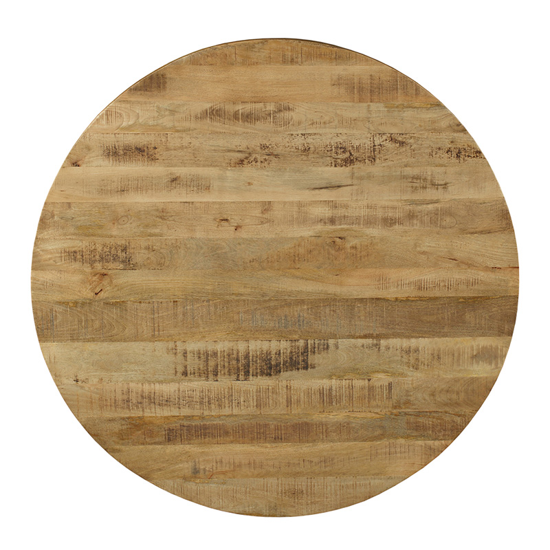 Τραπέζι Royalty pakoworld μασίφ ξύλο mango 4εκ καρυδί-πόδι μαύρο Φ130x77εκ 3