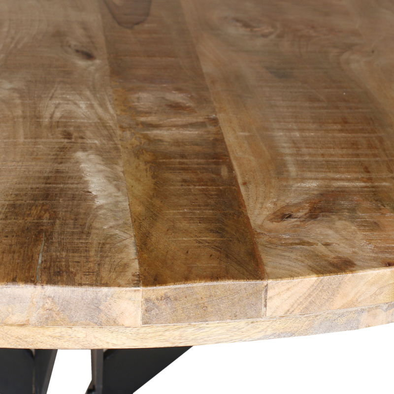 Τραπέζι Bocco Ι pakoworld ξύλο mango φυσικό 3εκ με μαύρα μεταλλικά πόδια Φ150x77εκ 4