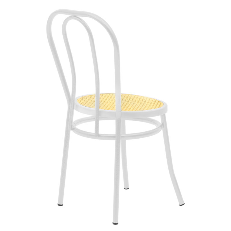 Καρέκλα Βιέννης pakoworld pe rattan μπεζ-μέταλλο λευκό 2