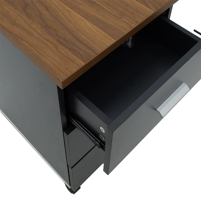 Συρταριέρα επαγγελματική τροχήλατη Oscar pakoworld 3ων συρταριών καρυδί-ανθρακί 40x48x63εκ 6