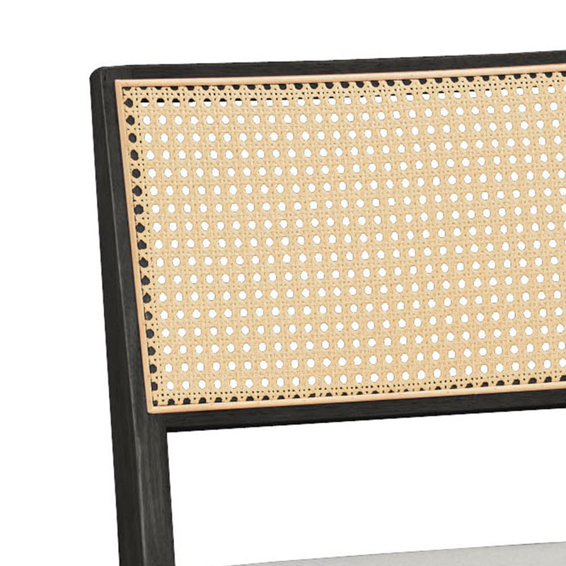 Καρέκλα Winslow pakoworld ξύλο rubberwood μαύρο-pvc rattan φυσικό-ύφασμα γκρι 3