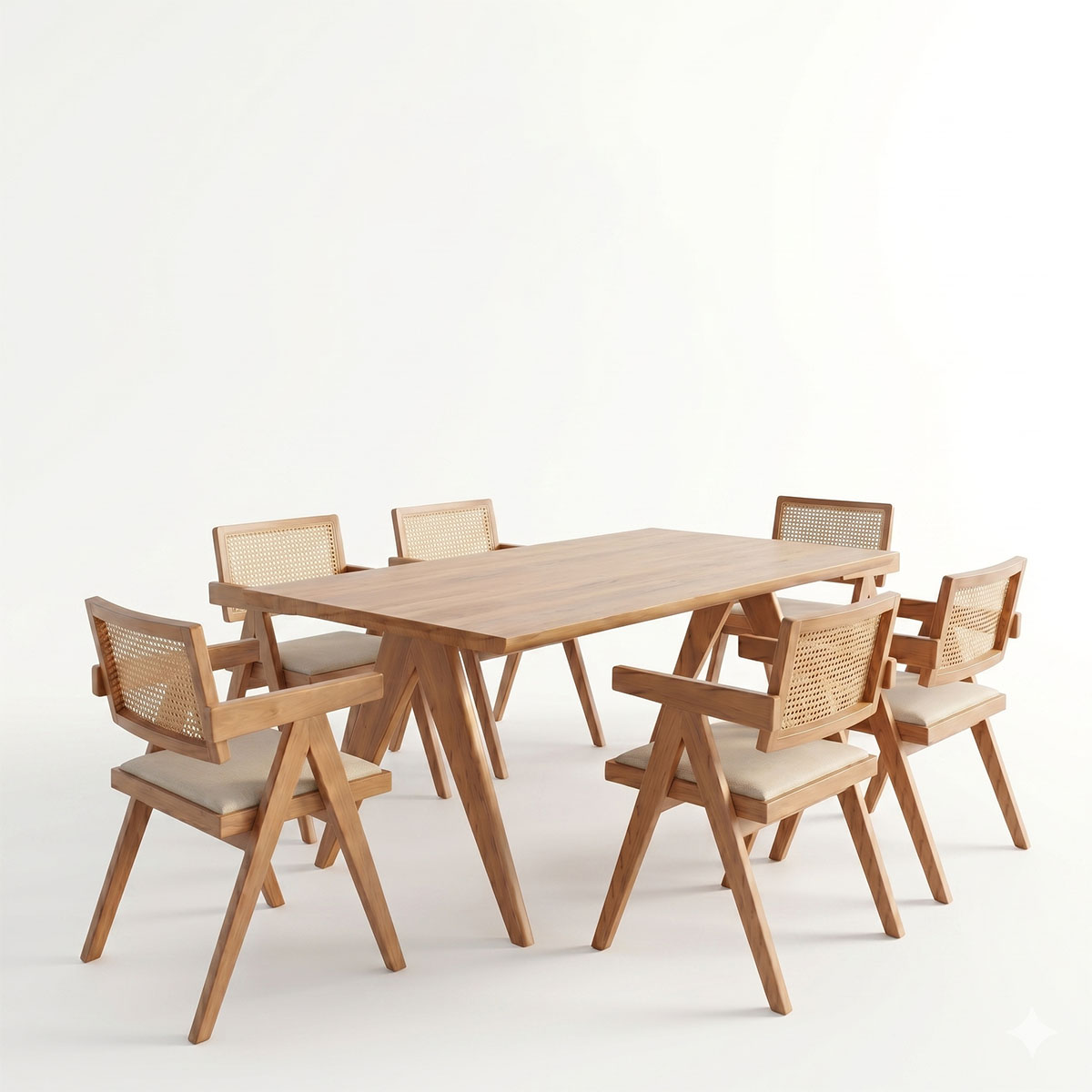 Τραπεζαρία Winslow Ι pakoworld σετ 7τεμ ξύλο rubberwood ανοιχτό καρυδί 160x85x75εκ 2