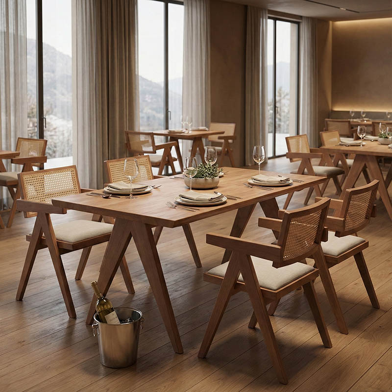 Τραπέζι Winslow pakoworld ξύλο rubberwood σε ανοιχτό καρυδί χρώμα 180x85x75εκ 2