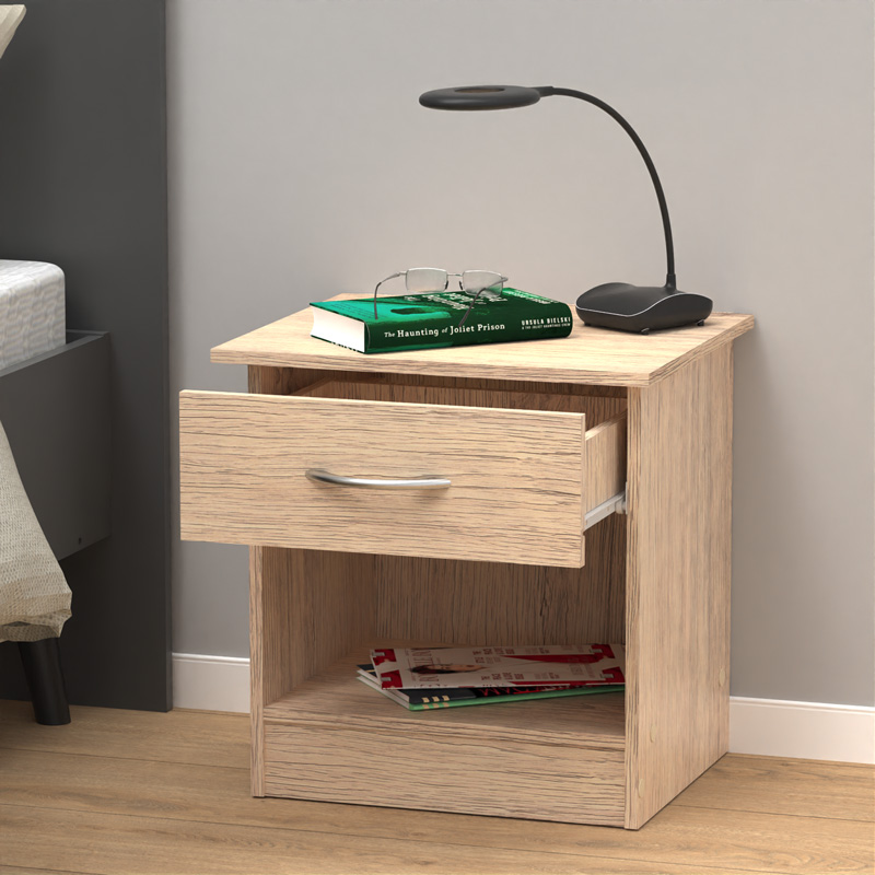 Κομοδίνο Kona pakoworld σε oak απόχρωση 40x34x42εκ 2