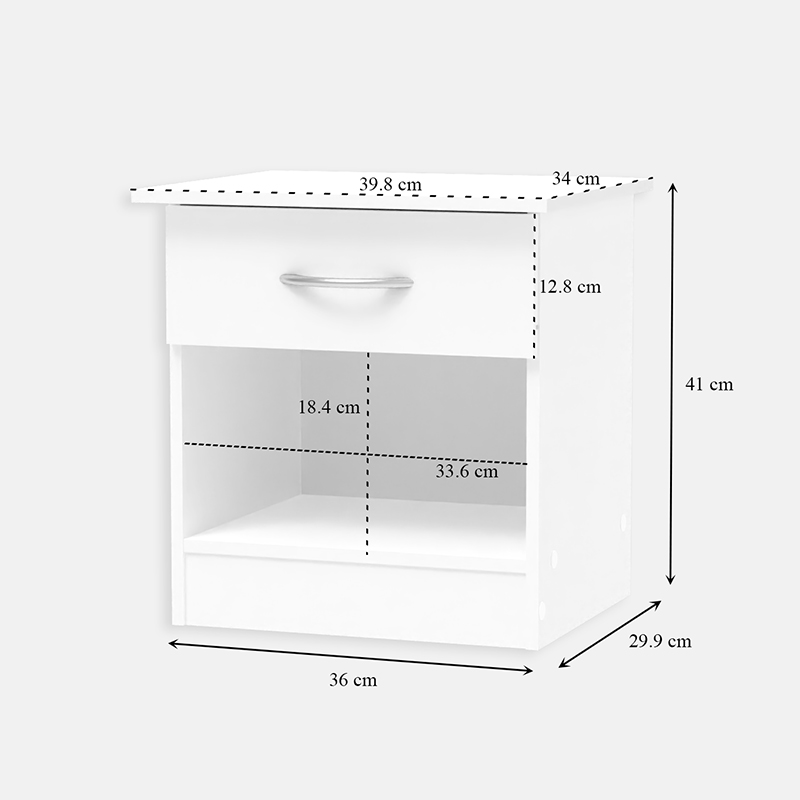 Κομοδίνο Kona pakoworld σε λευκή απόχρωση 40x34x42εκ 4