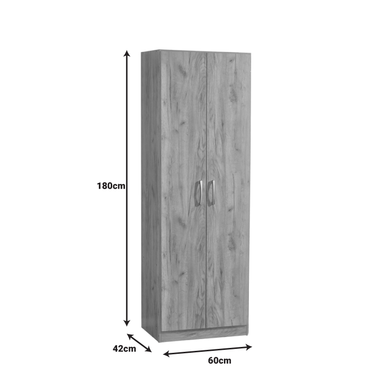 Ντουλάπα Jonar pakoworld δίφυλλη oak μελαμίνης 60x42x180εκ 4